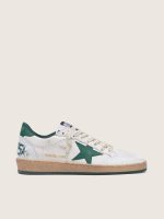 Women's Ball Star in white nappa leather with green leather star and heel tab