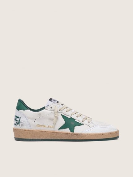 Women's Ball Star in white nappa leather with green leather star and heel tab
