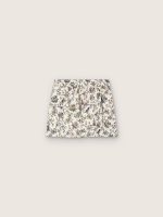 Journey girls' miniskirt in white cotton canvas with green floral print - Image 2