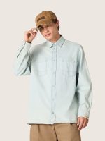 Men's overshirt in light blue denim - Image 5