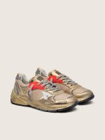 Women's Dad-Star in gold laminated leather and mesh with white leather star and gold leather heel tab - Image 2