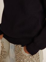 Women's round-neck sweater in dark blue cotton - Image 5
