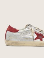 Women's Super-Star LTD in metallic silver leather with red suede star - Image 4