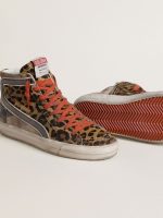 Women's Slide LTD in leopard-print pony skin with metallic leather star and flash - Image 3
