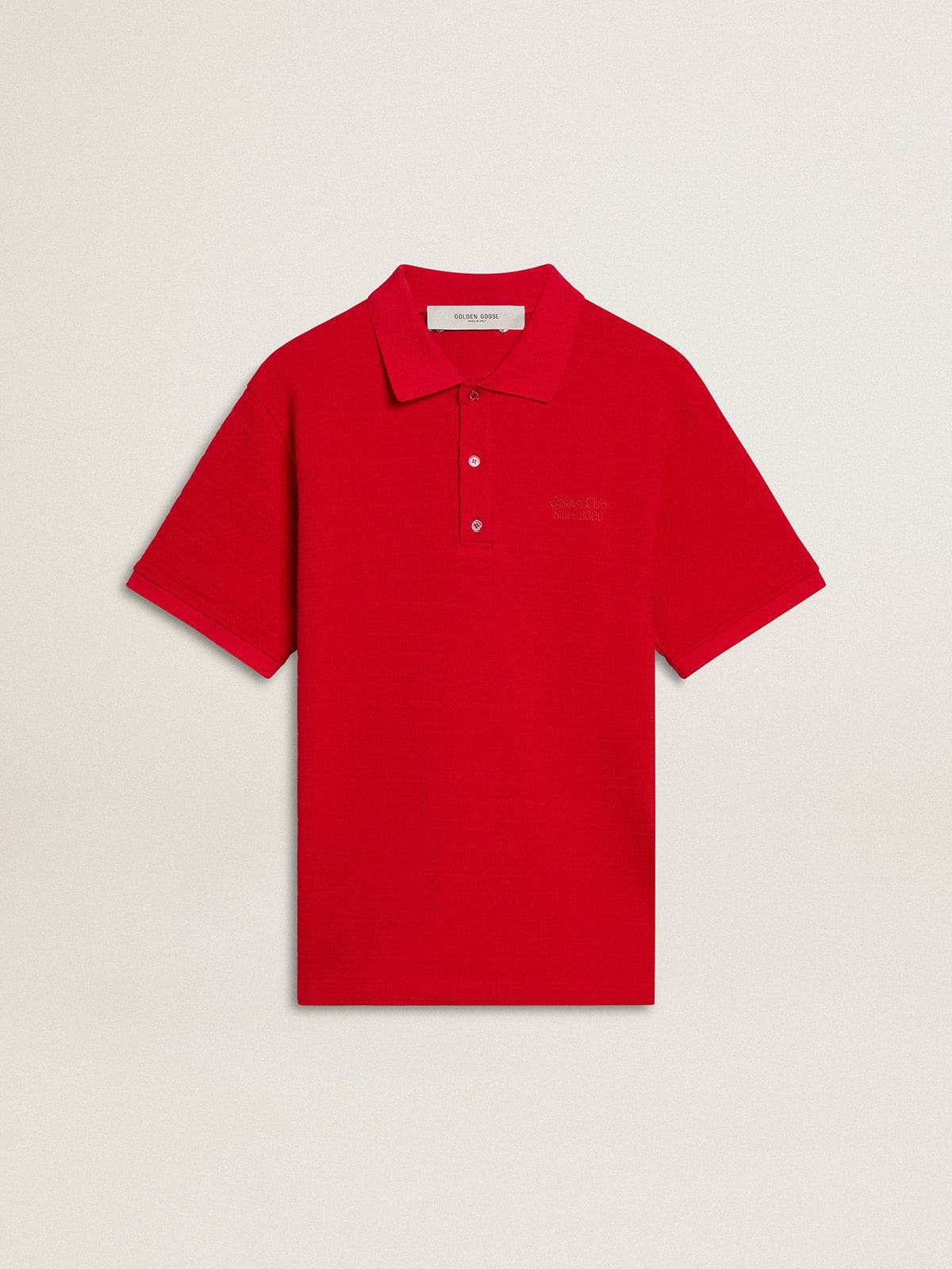 2ec87e81f5e94b8c6114012708f786f1076a5dfc270d36ae829e6813fc0ddf0a Men's polo shirt in red cotton piquet - Image 1