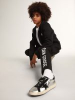 Black hooded sweatshirt with contrasting white star and logo - Image 3