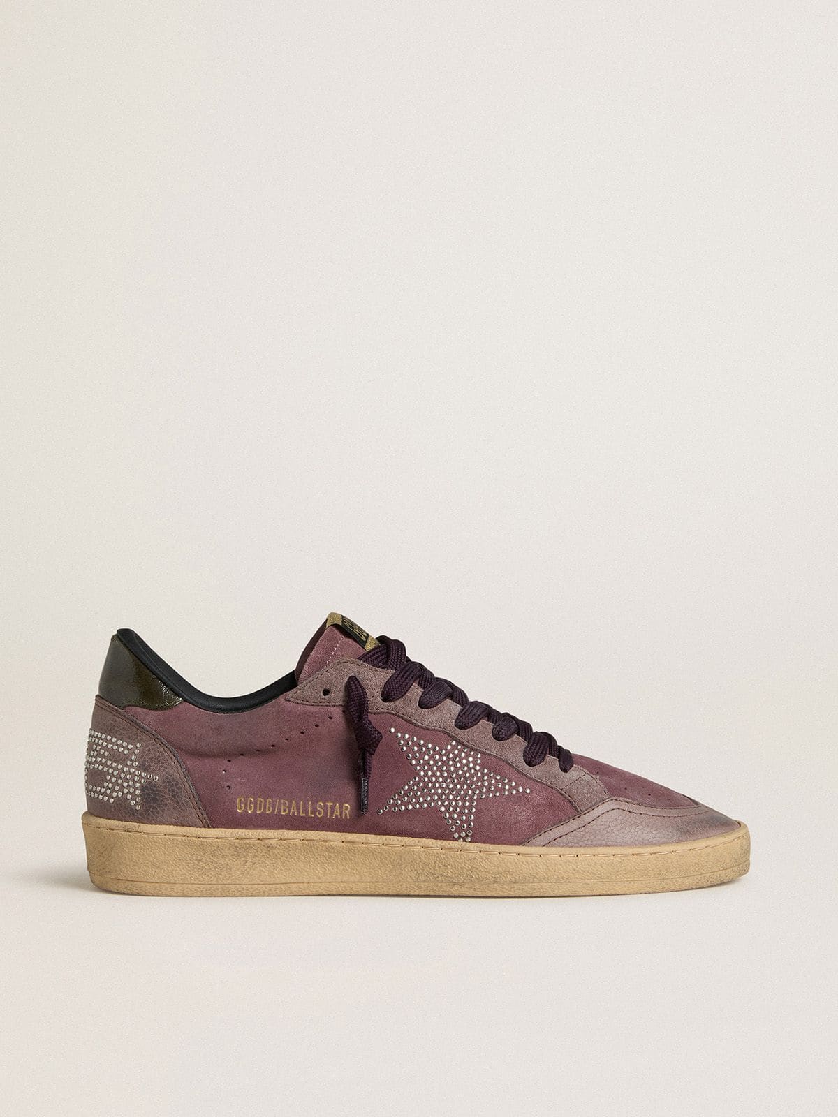 2f23c87695a3d62264f5fbb3f24ca44016fe5a34f62b006c7920d1ccd142146f Men's Ball Star in purple suede with star with silver studs and black naplak heel tab - Image 1