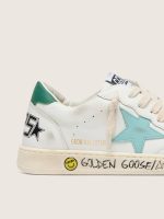 Junior Ball Star in white leather with aqua-green leather star - Image 4
