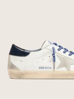 Men's Super-Star LTD in white leather with suede star and blue leather heel tab - Image 5