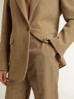 Women's trousers in a sand-colored herringbone linen blend - Image 5