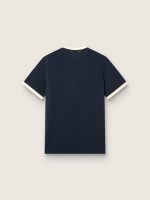 Men's T-shirt in blue cotton with Golden print - Image 2
