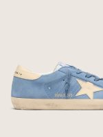 Super-Star in light blue suede with beige leather star and heel tab - Image 4