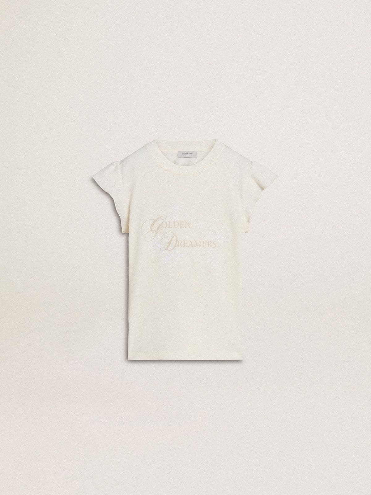 30565458b4a77dbfe6b778439824b8d03f37ae1de08f91510a11eb1eecef7f0a Girls' T-shirt with ruffled sleeves with lettering and embroidery - Image 1
