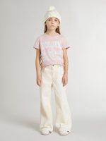 Girls' pink T-shirt with white print - Image 3