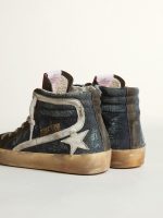 Slide in midnight-blue denim with white leather star - Image 4