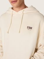 Star unisex hooded sweatshirt in white cotton with logo print - Image 4