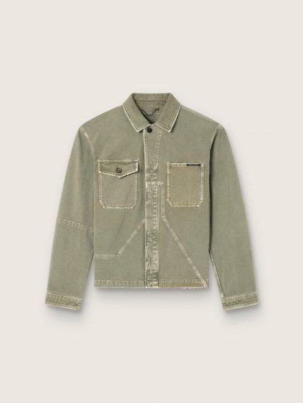 Men's jacket in smoky green cotton twill