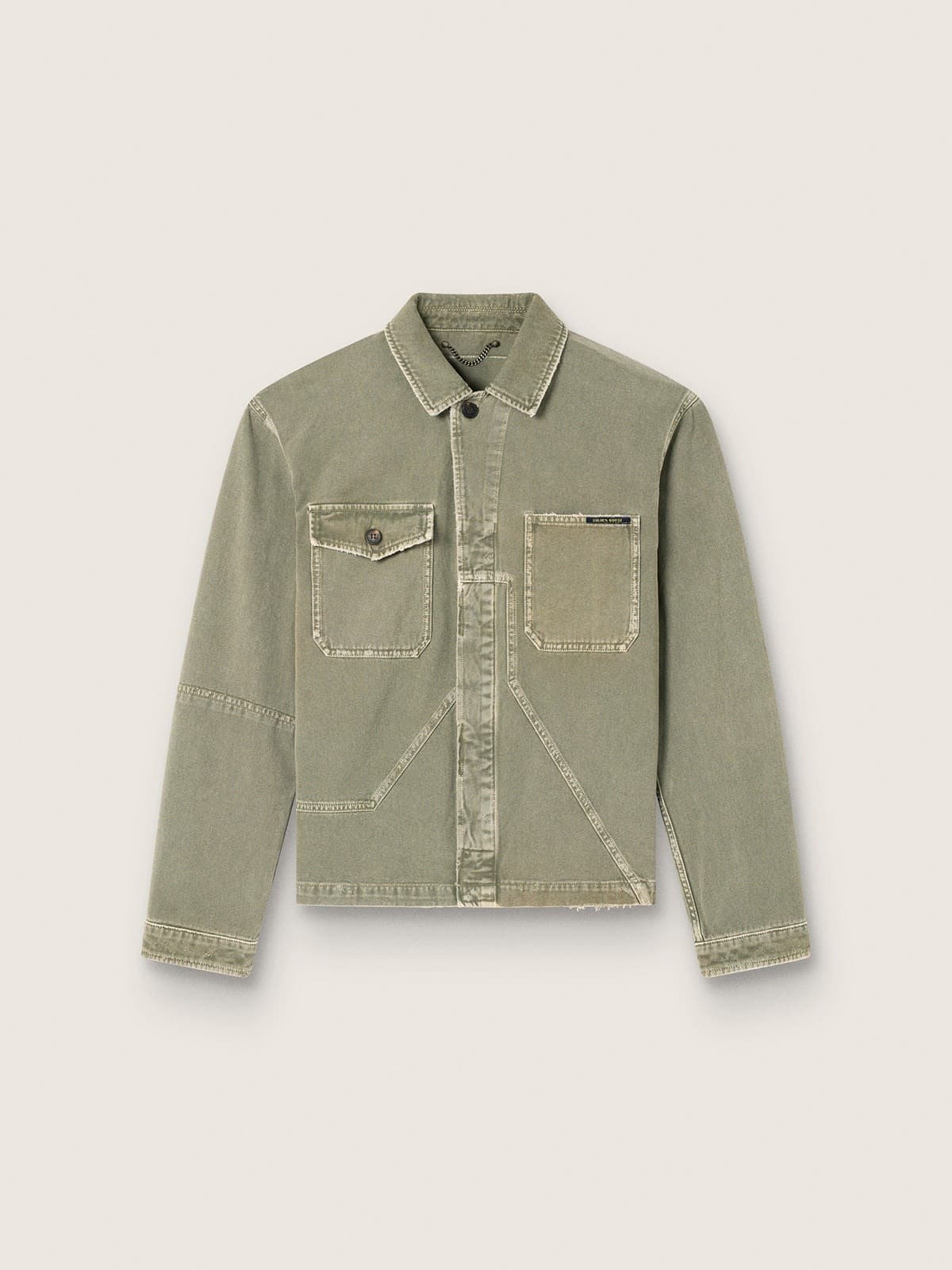 30e8a7178e43a425ede7ec543c901f2cb21bd6cadbd1a8d736345ad1a296e421 Men's jacket in smoky green cotton twill - Image 1