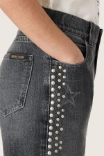 Girls' bootcut jeans in gray cotton with studs - Image 4