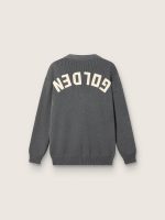 Men's cardigan in m��lange gray cotton with logo on the back - Image 2