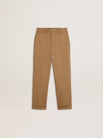 Kids' chinos in tobacco-colored cotton