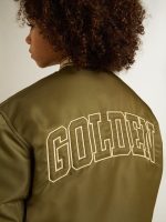 Kids military-green nylon bomber jacket with lettering on the back - Image 8