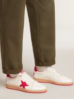 Men's Ball Star Wishes in white leather with a red star and heel tab - Image 3