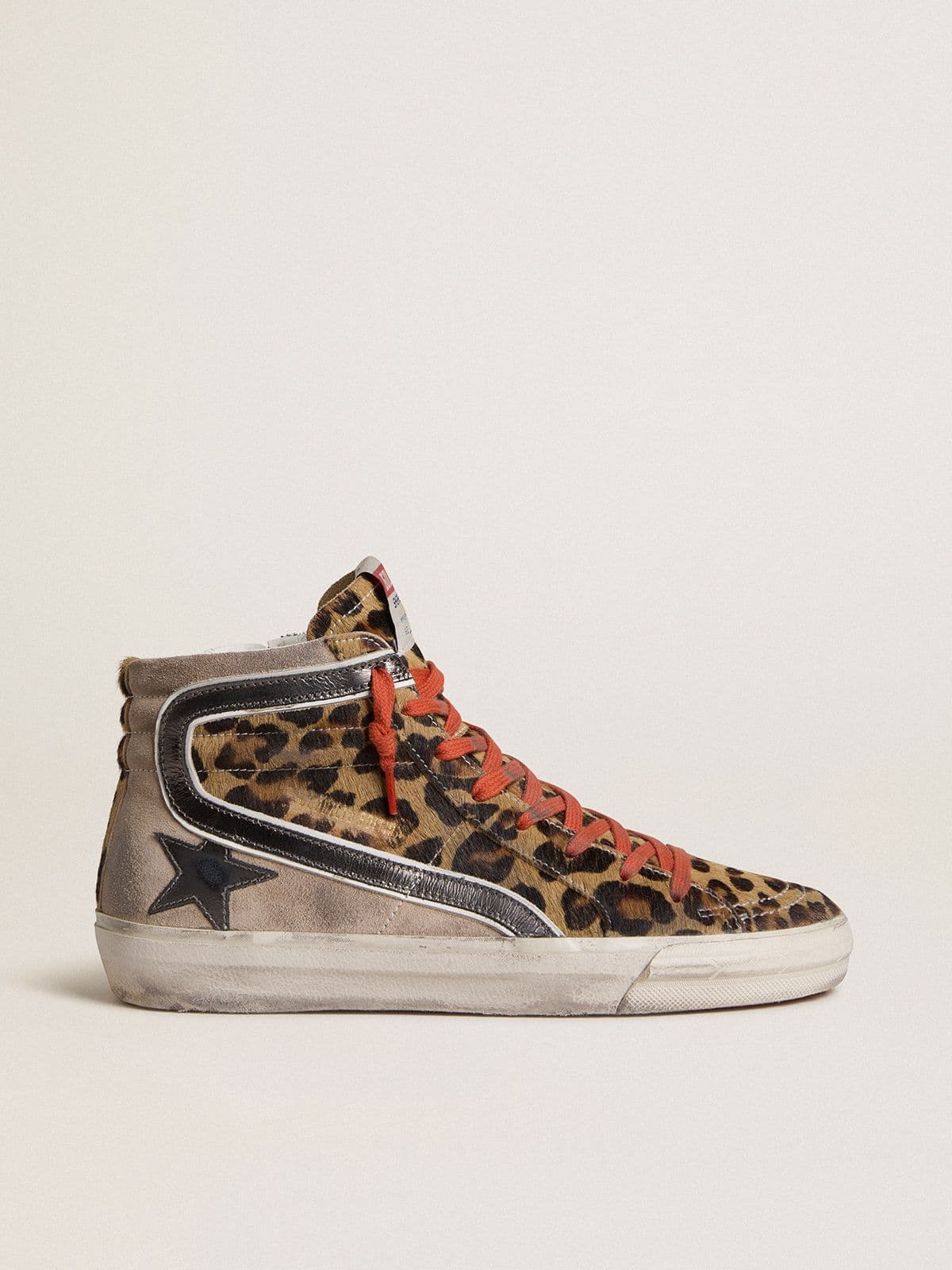332a94d4222edd7793cb3e821024f8e7fc644c3148904179c5d7b4ae893d1b9c Women's Slide LTD in leopard-print pony skin with metallic leather star and flash - Image 1
