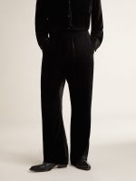 Men's black velvet effect pants - Image 2