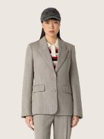Women's jacket in gray pinstripe wool blend - Image 5