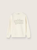 Girls' crew-neck cotton sweatshirt with logo and studs