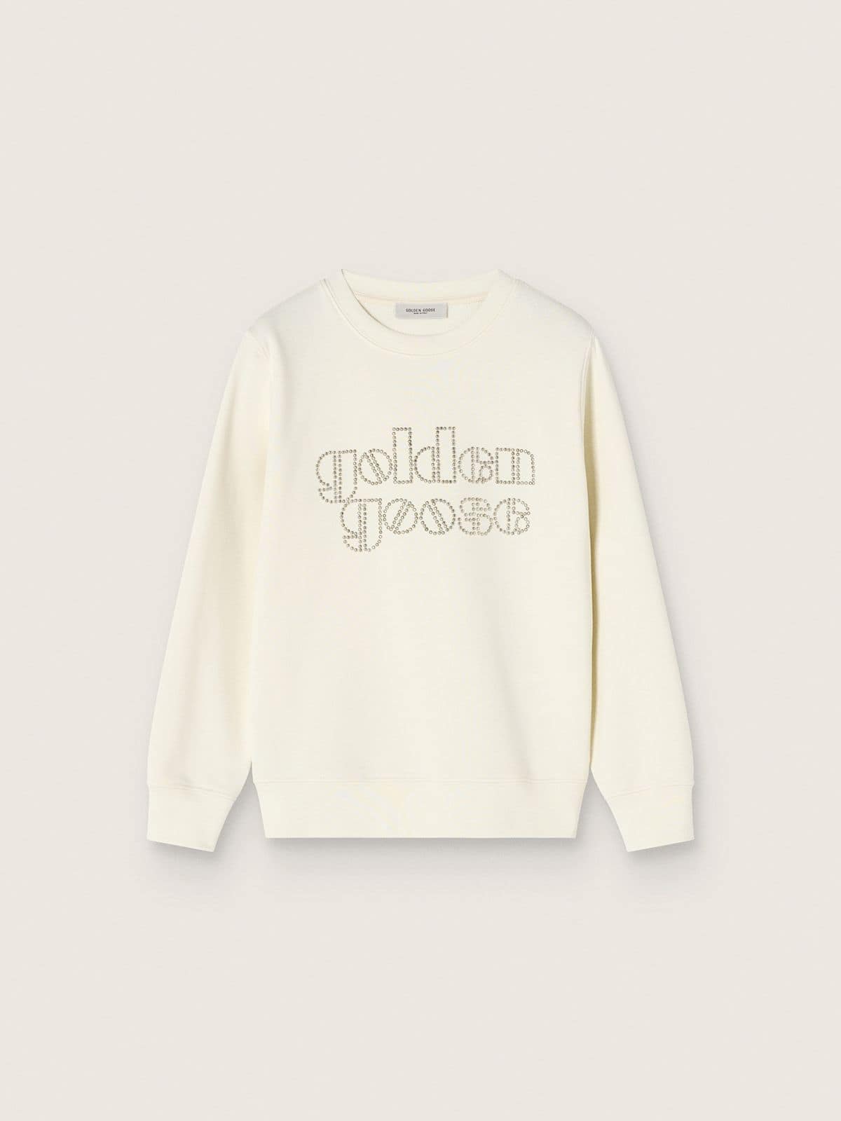 3398749ec50416cfdf44ef0617b24d2304a6081a3a37be9ae1d9cf9032d4e207 Girls' crew-neck cotton sweatshirt with logo and studs - Image 1