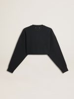 Women's cropped cotton sweatshirt with crystals on the front - Image 6