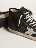 Francy Penstar in black canvas with white suede star and black suede heel tab - Image 3