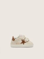 Baby Old School in beige suede with metallic bronze leather star