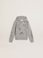 Kids' gray sweatshirt with multicolor printed lettering