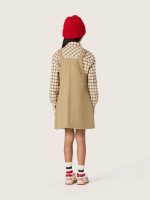 Girls' beige cotton jumper dress with embroidery - Image 5