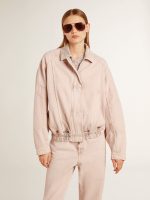 Women's pink dyed denim bomber jacket - Image 2