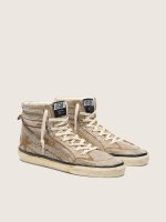Women's Slide LAB sneakers in tobacco-colored suede with crystals and tobacco-colored suede star - Image 2