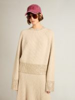 Women's boxy sweater in wool with hotfix crystal decoration - Image 3