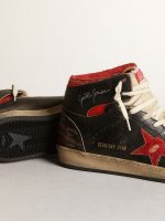 Men's Sky-Star in glossy black leather with red star - Image 4