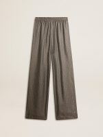 Women's green viscose-blend silk pants with floral pattern - Image 6