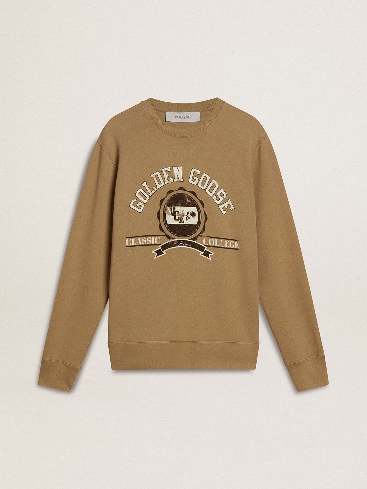 34e7ed09f30c9fb6750e0dc87201bfe1109fed957560e69cd16d6226c92abe5c Men's beige cotton sweatshirt with print on the front - Image 1