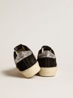 Women's Hi Star in black leather with silver glitter heel tab - Image 4