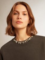 Women's anthracite gray sweatshirt with crystals - Image 5