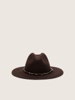 Coffee-brown hat with studded leather strap
