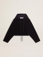 Women's black chenille sweatshirt with embroidery on the back