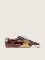 Women's True-Star in burgundy naplak with suede star and silver nappa heel tab