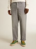Gray-colored cotton chino pants - Image 2