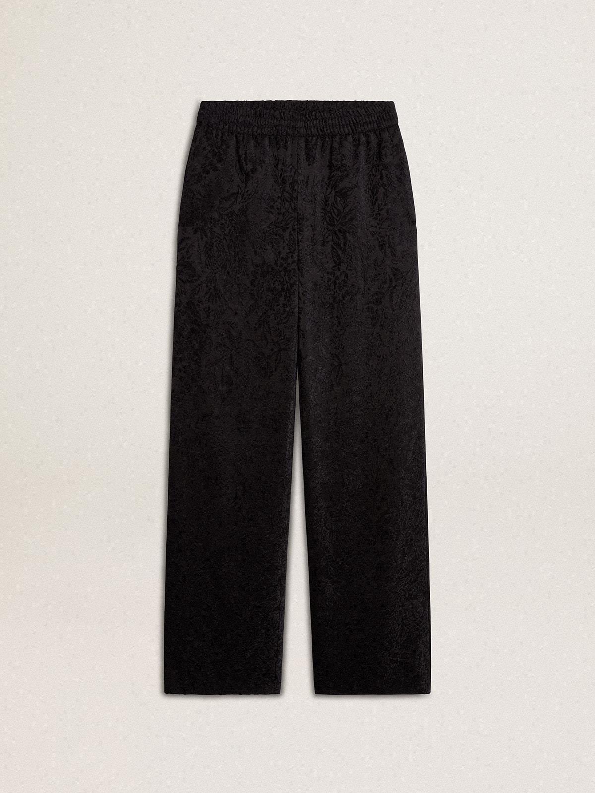 36621065ececa180b1dc3f94b14f463f2e462373d96c8e840fdeb53fce493f9e Women's black joggers with a tone-on-tone toile de jouy print - Image 1